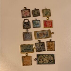 European Vintage Stamp Pendant Set (13)
